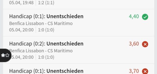 Handicap bei Sportwetten: So sieht ein Tipp-Schein mit Handycap-Wette aus.