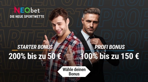 Auf die Spieler warten tolle Bonusprogramme bei NEObet. Auf dem Foto: Die Boni werden dargestellt.